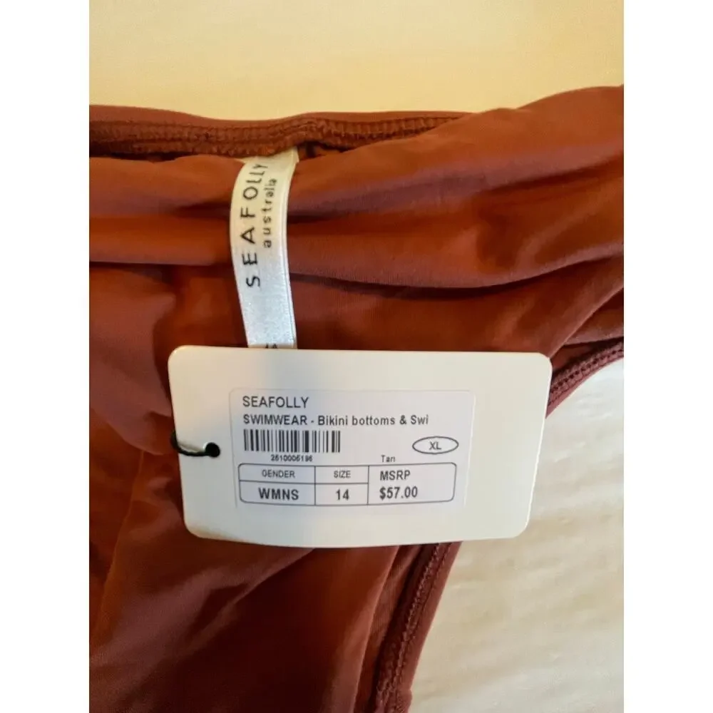 NWT: Seafolly Bikini Bottom in Brown Size 10